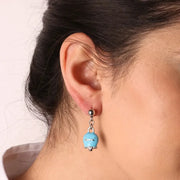 Orecchini in Metallo con campanella capri pendente in smalto azzurro, impreziosita da cristalli