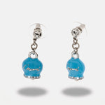 Orecchini in Metallo con campanella capri pendente in smalto azzurro, impreziosita da cristalli