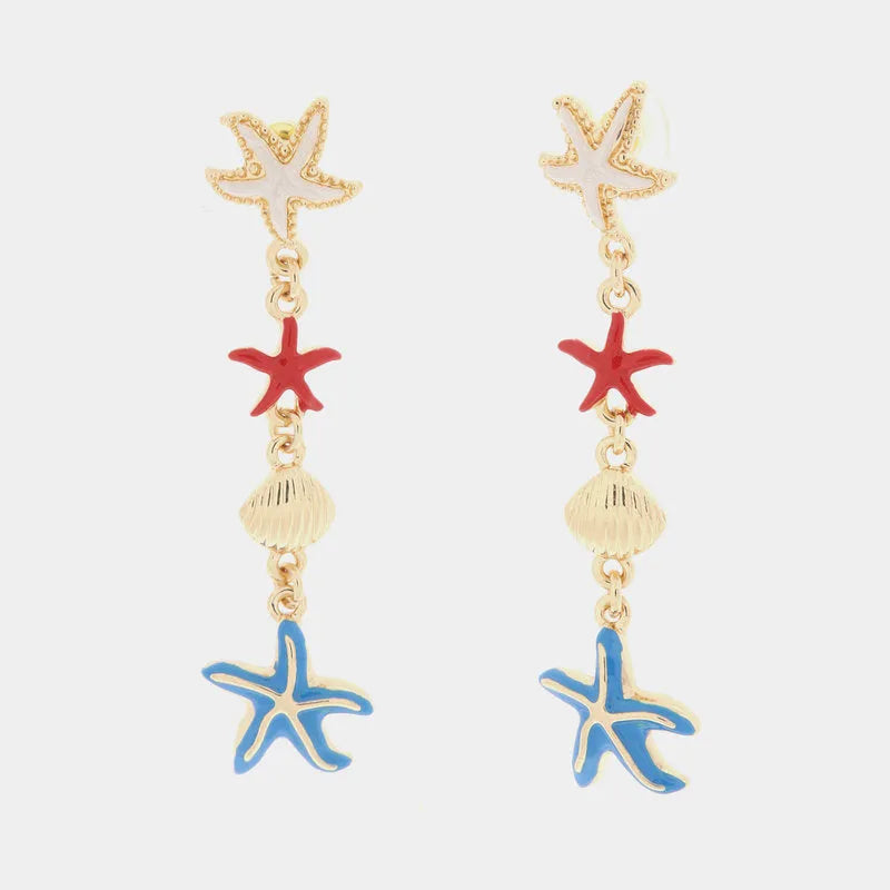 Metal earrings with starfish