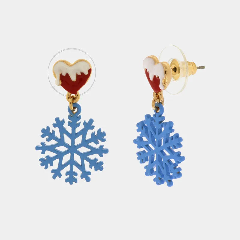 Metal earrings with snowflake