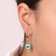 Orecchini in Metallo con campanella portafortuna in smalto turchese