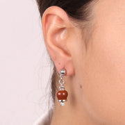 Orecchini in Metallo campanella portafortuna in smalto marrone