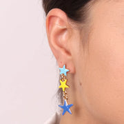 Orecchini in Metallo con stelle colorate pendenti