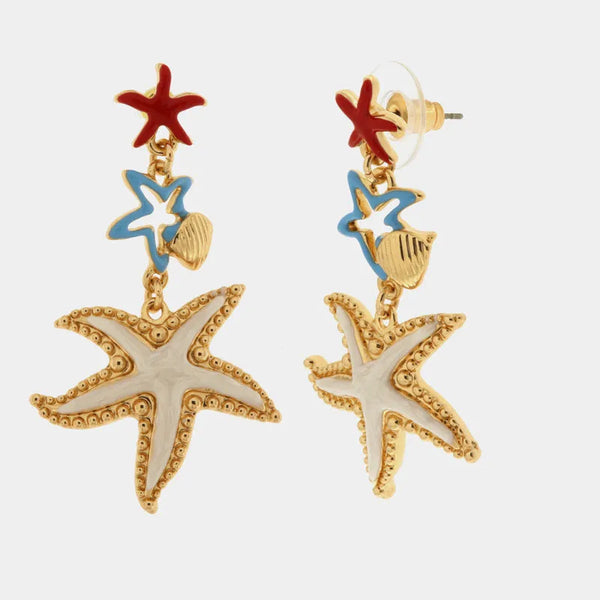 Orecchini in Metallo con stelle marine colorate - BYSIMON gioielli