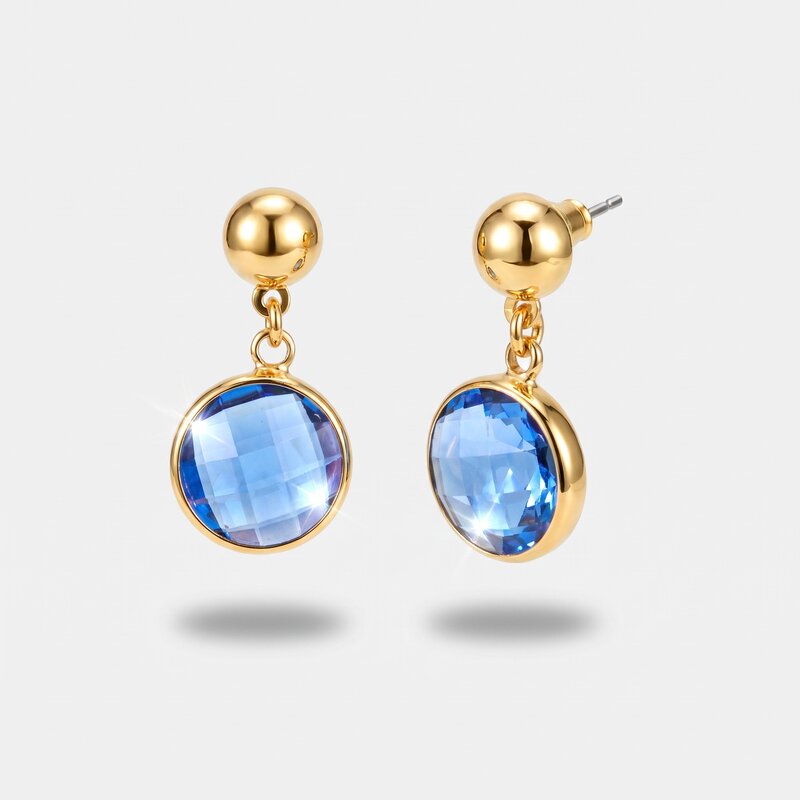 Orecchini in Metallo con cristlli blu pendenti