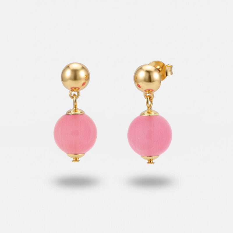 Orecchini in Metallo con cristlli rosa pendenti