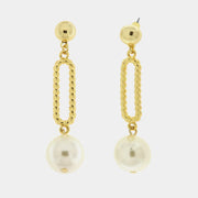 Orecchini in Metallo maxi catena e perla pendente