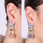 Orecchini in Metallo con stella marina e pendenti coloati