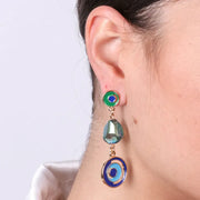 Orecchini in Metallo con cristalli e pietre colorate