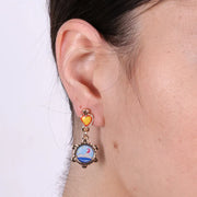 Orecchini in Metallo con disegno Vesuvio in un tamburello