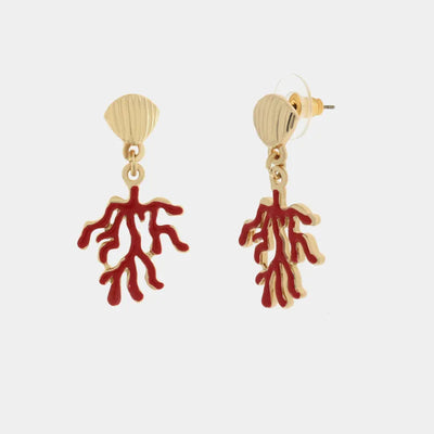 Orecchini in metallo placcato con corallo rosso naturale - BYSIMON