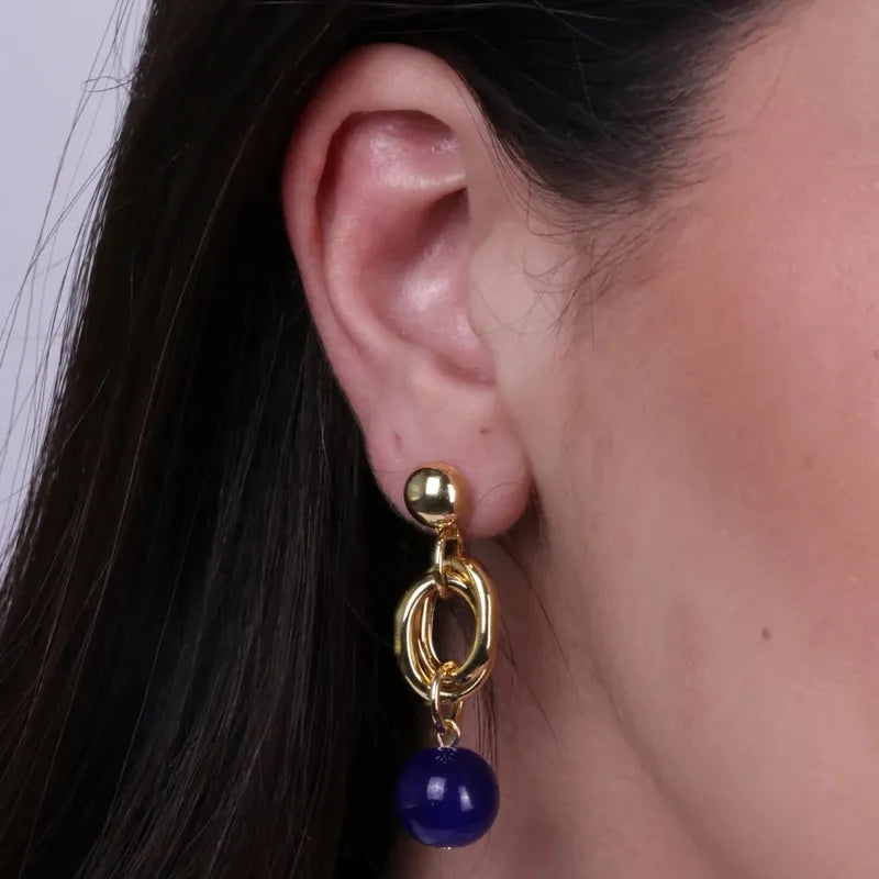 Orecchini in Metallo con pietre blu