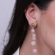 Orecchini in Metallo con pietre rosa e bianche