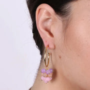 Orecchini in Metallo a cerchio con perle viola