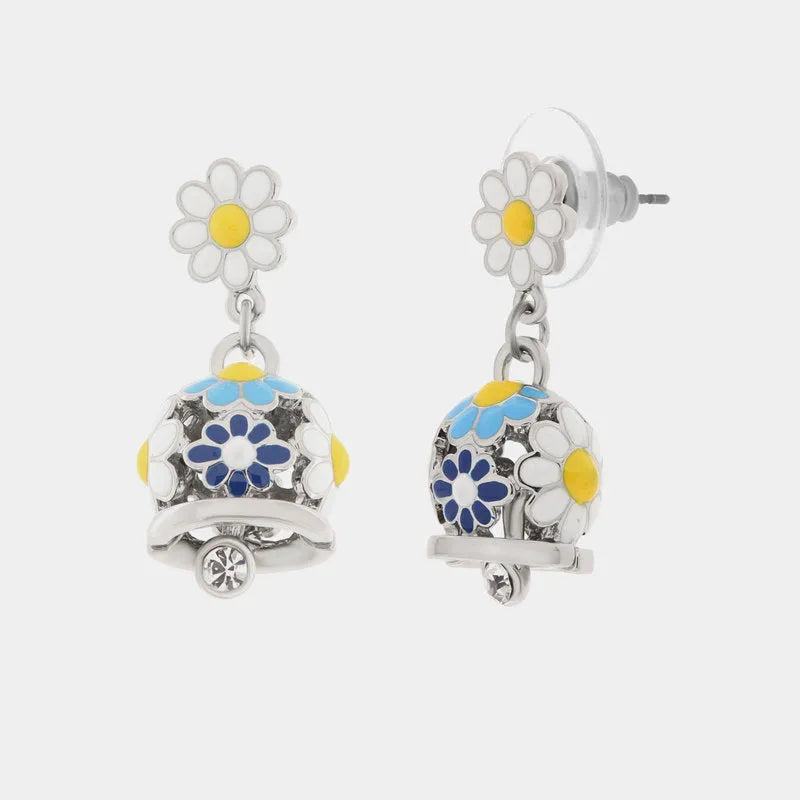 Orecchini in Metallo con campanella e fiori blu - BYSIMON gioielli