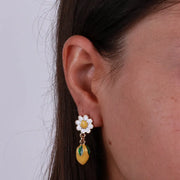 Orecchini in Metallo con limoni e fiore a lobo