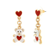 Orecchini in Metallo con orsetto bianco e cuore rosso