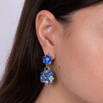 Orecchini in Metallo con campanella e fiori blu, azzurri e bianchi - BYSIMON gioielli