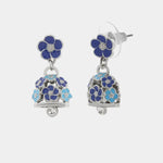 Orecchini in Metallo con campanella e fiori blu, azzurri e bianchi - BYSIMON gioielli