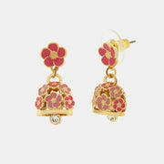Orecchini in Metallo con campanella e fiori rosa