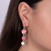 Orecchini in Metallo con fiori rosa e bianchi