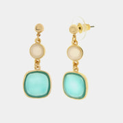 Orecchini in Metallo con cristalli quadrati turchesi