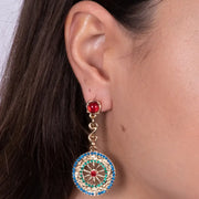 Orecchini in Metallo con ruota e cristalli colorati