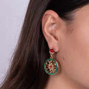 Orecchini in Metallo con ruota e cristalli colorati