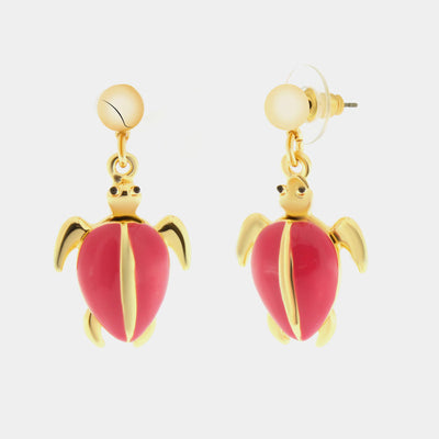 Pink Tortoise Metal Earrings