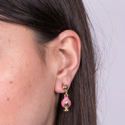 Orecchini in Metallo con pumo rosa