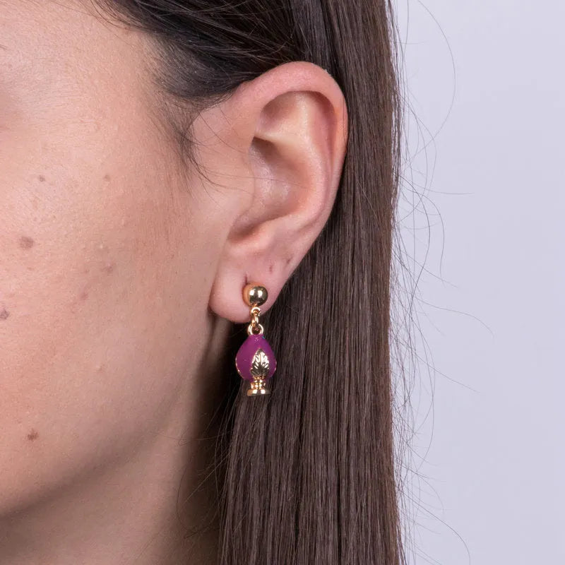Orecchini in Metallo con pumo viola - BYSIMON gioielli