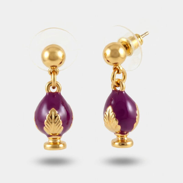 Orecchini in Metallo con pumo viola - BYSIMON gioielli