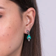 Orecchini in Metallo con pumo verde acqua
