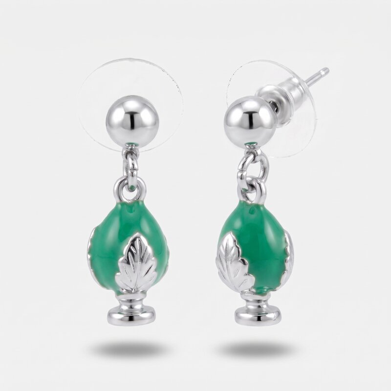 Orecchini in Metallo con pumo verde acqua - BYSIMON gioielli