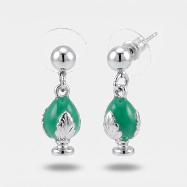 Orecchini in Metallo con pumo verde acqua - BYSIMON gioielli