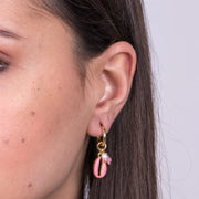 Orecchini in Metallo con conchiglie e pietra rosa