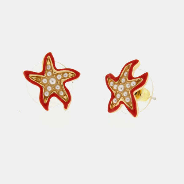 Orecchini con stella marina rossa | ciondolo laurea originale | BYSIMON