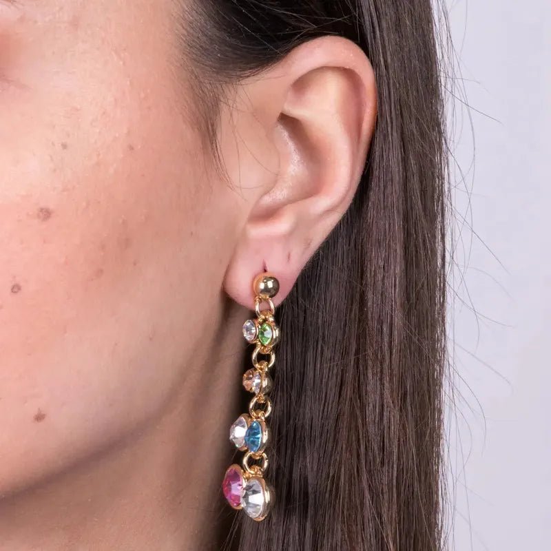 Orecchini in Metallo con cristalli pendenti colorati