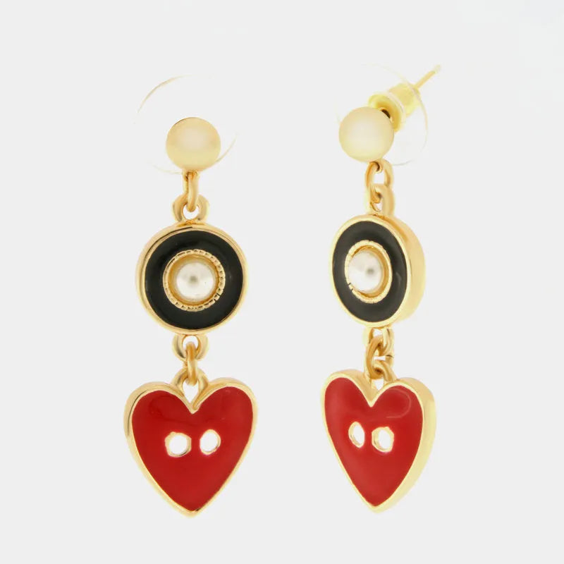 Orecchini in Metallo con cuore rosso pendente