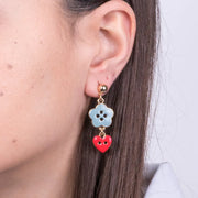 Orecchini in Metallo con fiore e cuore rosso