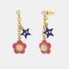 Orecchini in Metallo con fiore rosa e stella blu