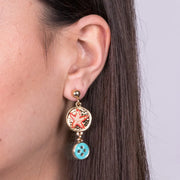 Orecchini in Metallo con stella marina rossa e bottone azzurro