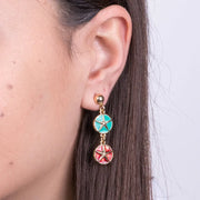 Orecchini in Metallo con stella marina verde acqua e rossa