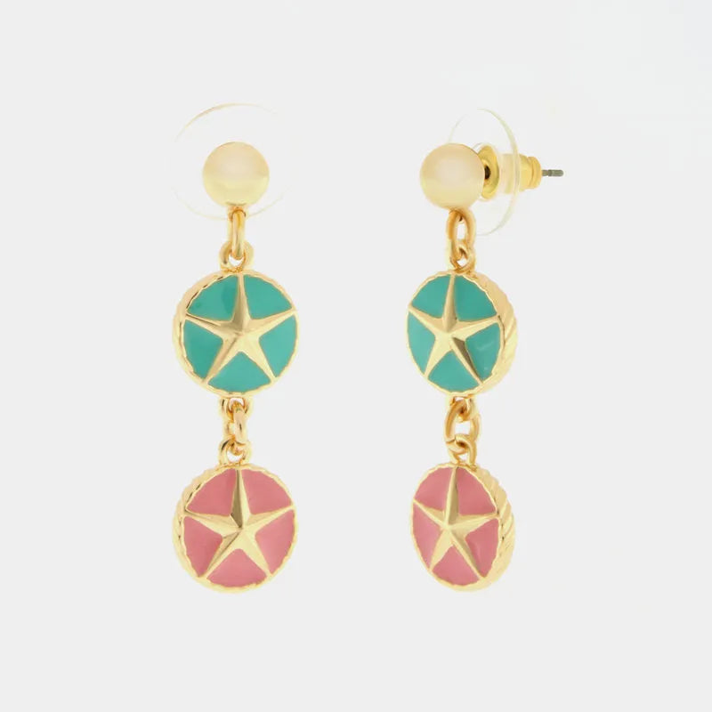 Orecchini in Metallo con stella marina verde acqua e rosa