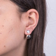 Orecchini in Metallo con sfera liscia e cristallo a lobo