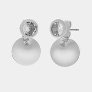 Orecchini in Metallo con sfera liscia e cristallo a lobo