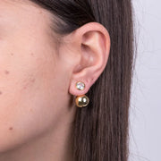 Orecchini in Metallo con sfera liscia e cristallo a lobo