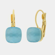 Orecchini in Metallo a cerchio con cristallo quadrato turchese