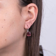 Orecchini in Metallo a cerchio con cristallo quadrato marrone