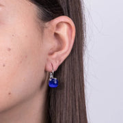 Orecchini in Metallo a cerchio con cristallo quadrato blu